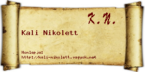 Kali Nikolett névjegykártya